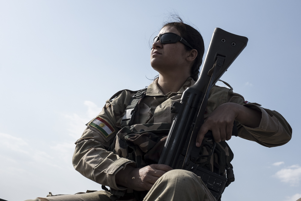 Jaira Pantajo a Brazilian Peshmerga volunteer in the Daquq front line, southern Kirkuk, May 15, 2016. (Photo: Kurdistan24/Alexandre Afonso)